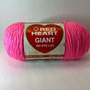 1 Lb Red Heart Giant Yarn Skein Hot Pink Yarn 4 Weight 893 yards